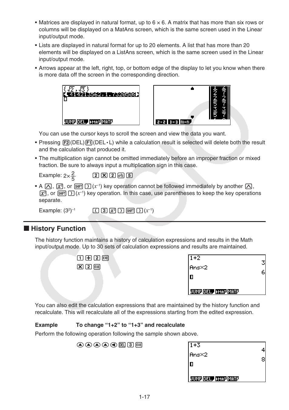 I history function | Casio FX-9750GII User Manual | Page 24 / 402