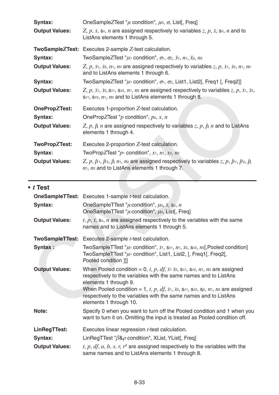 Test | Casio FX-9750GII User Manual | Page 244 / 402