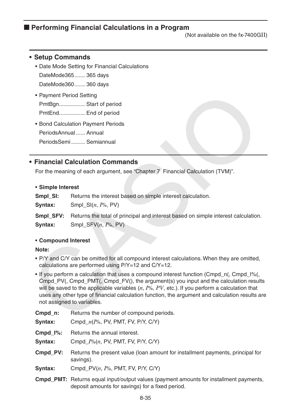 I performing financial calculations in a program | Casio FX-9750GII User Manual | Page 246 / 402