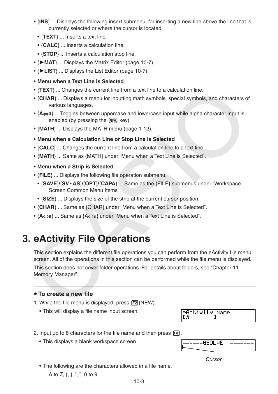Eactivity file operations, Eactivity, File | Operations | Casio FX-9750GII User Manual | Page 278 / 402