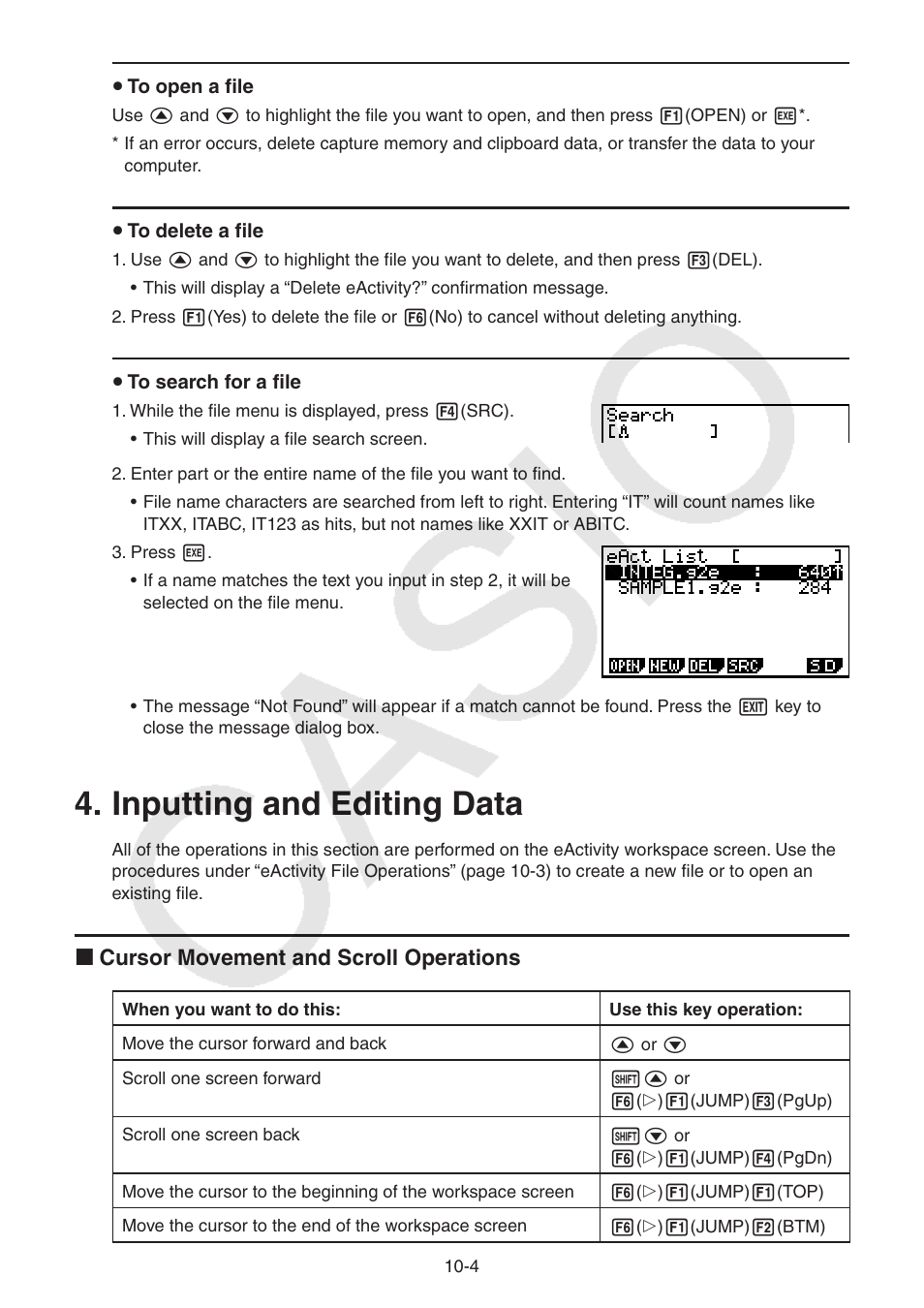 Inputting and editing data, Inputting and editing data -4 | Casio FX-9750GII User Manual | Page 279 / 402