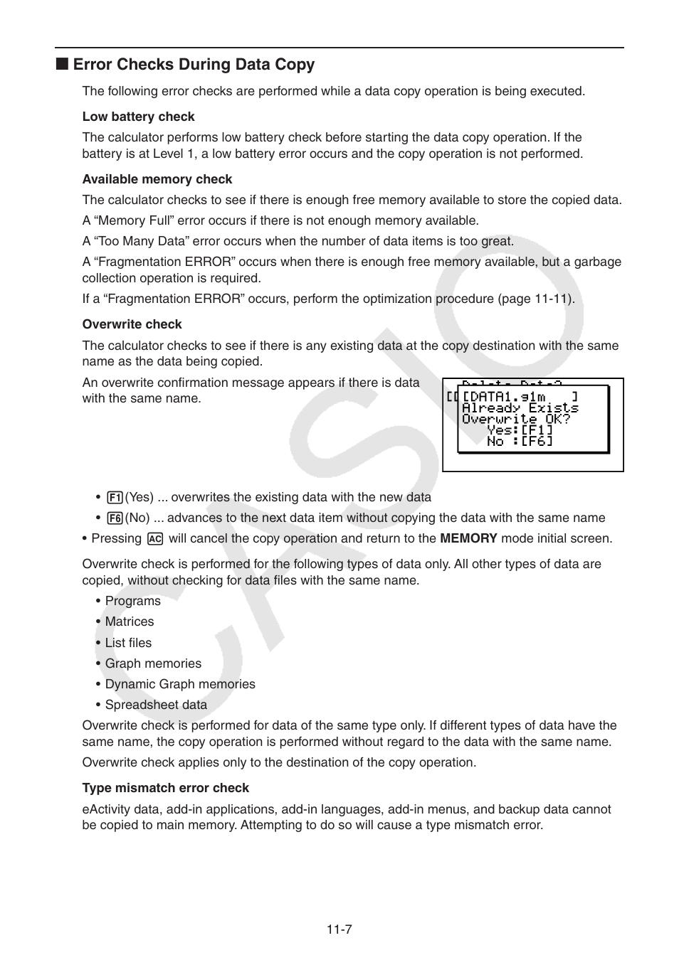 I error checks during data copy | Casio FX-9750GII User Manual | Page 295 / 402