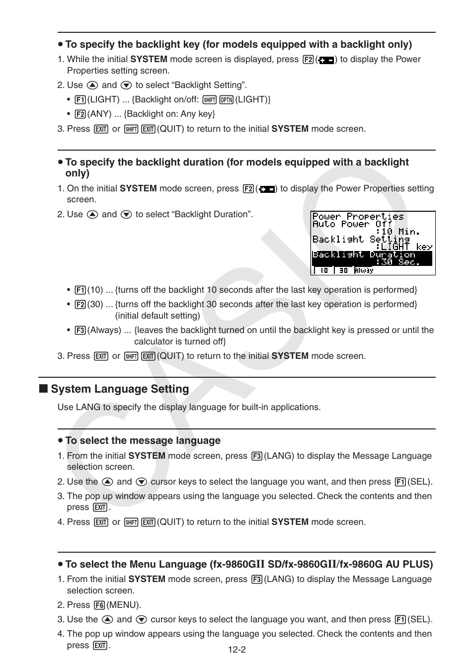 I system language setting | Casio FX-9750GII User Manual | Page 301 / 402