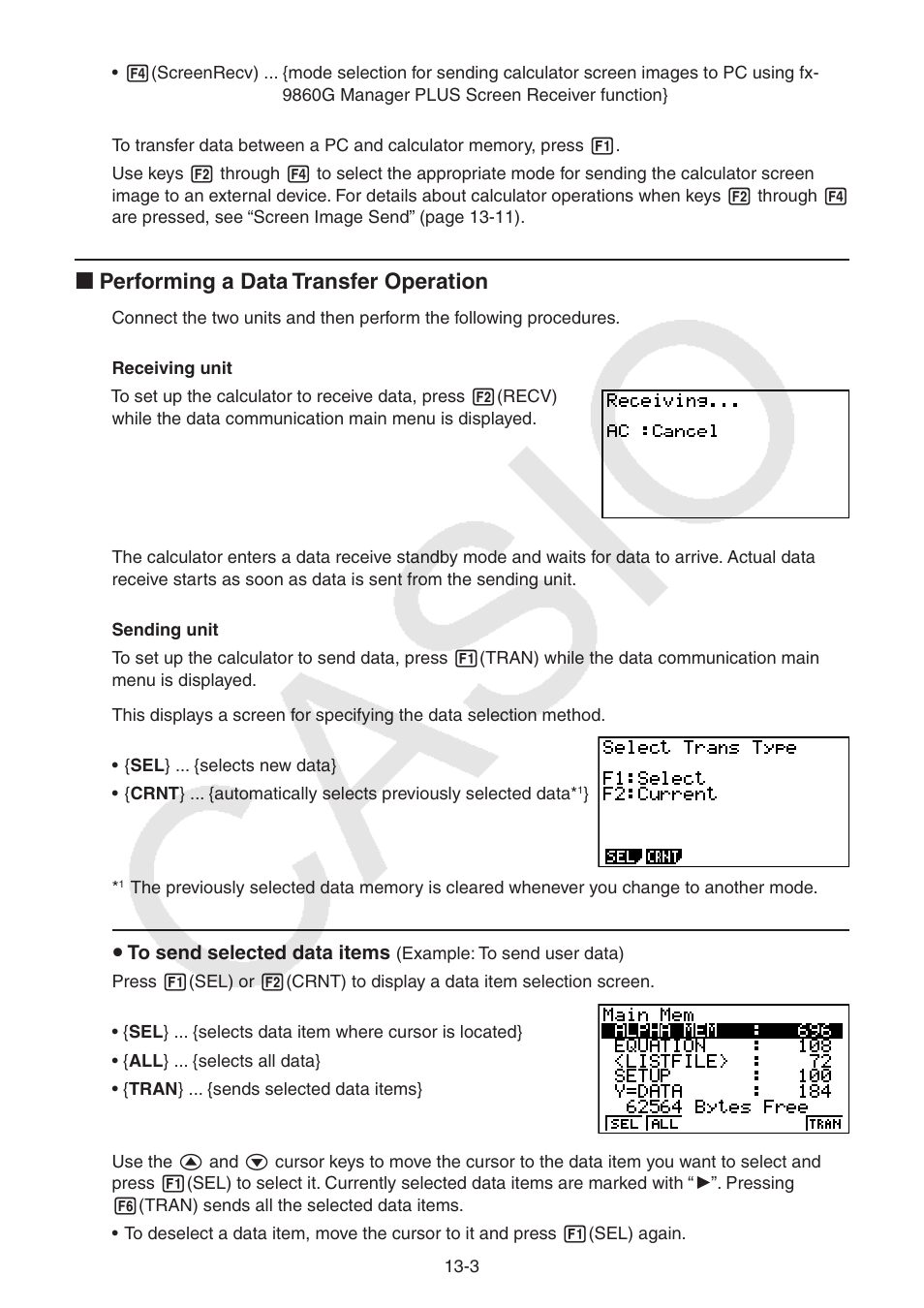 I performing a data transfer operation | Casio FX-9750GII User Manual | Page 306 / 402