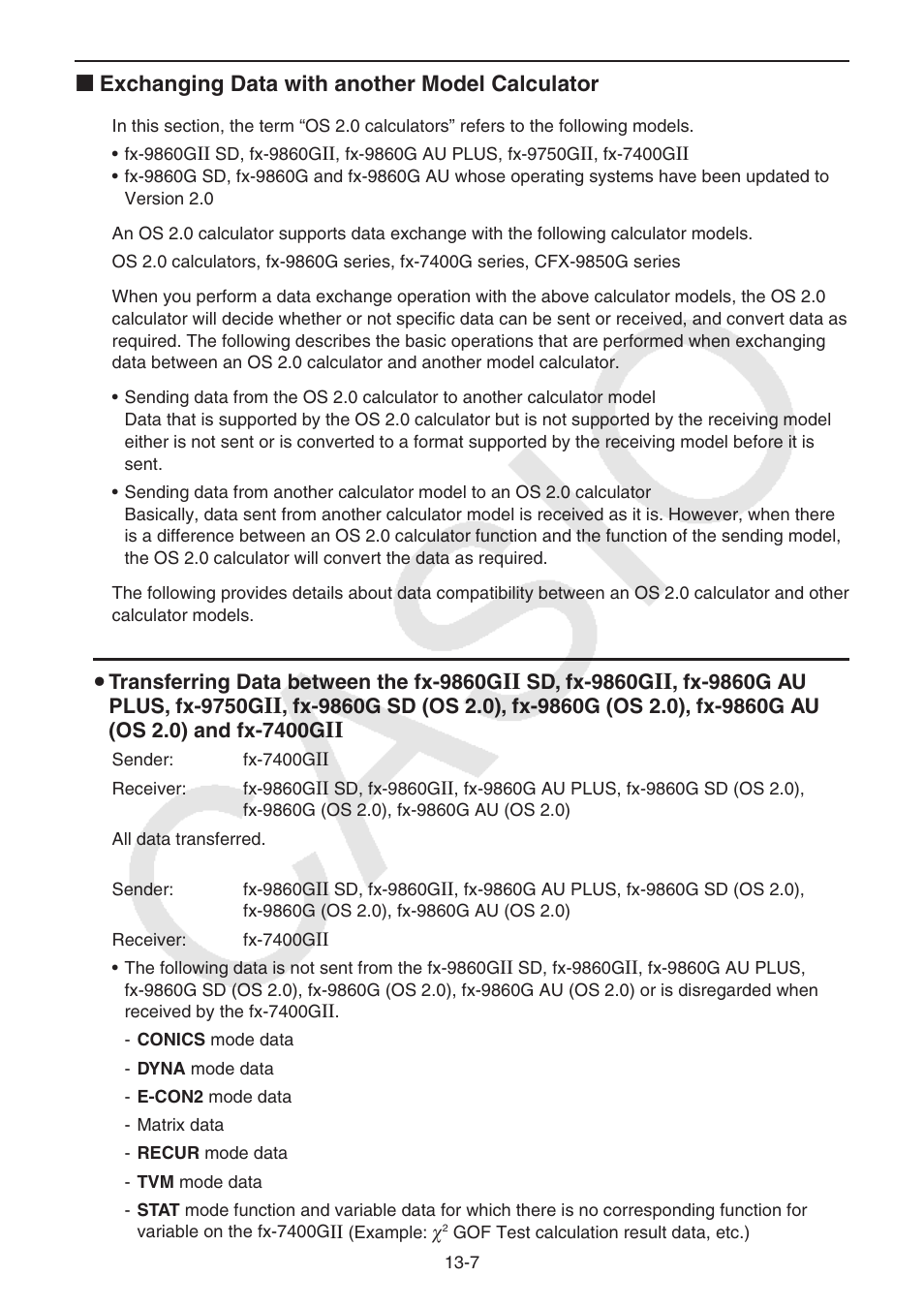 K exchanging data with another model calculator | Casio FX-9750GII User Manual | Page 310 / 402