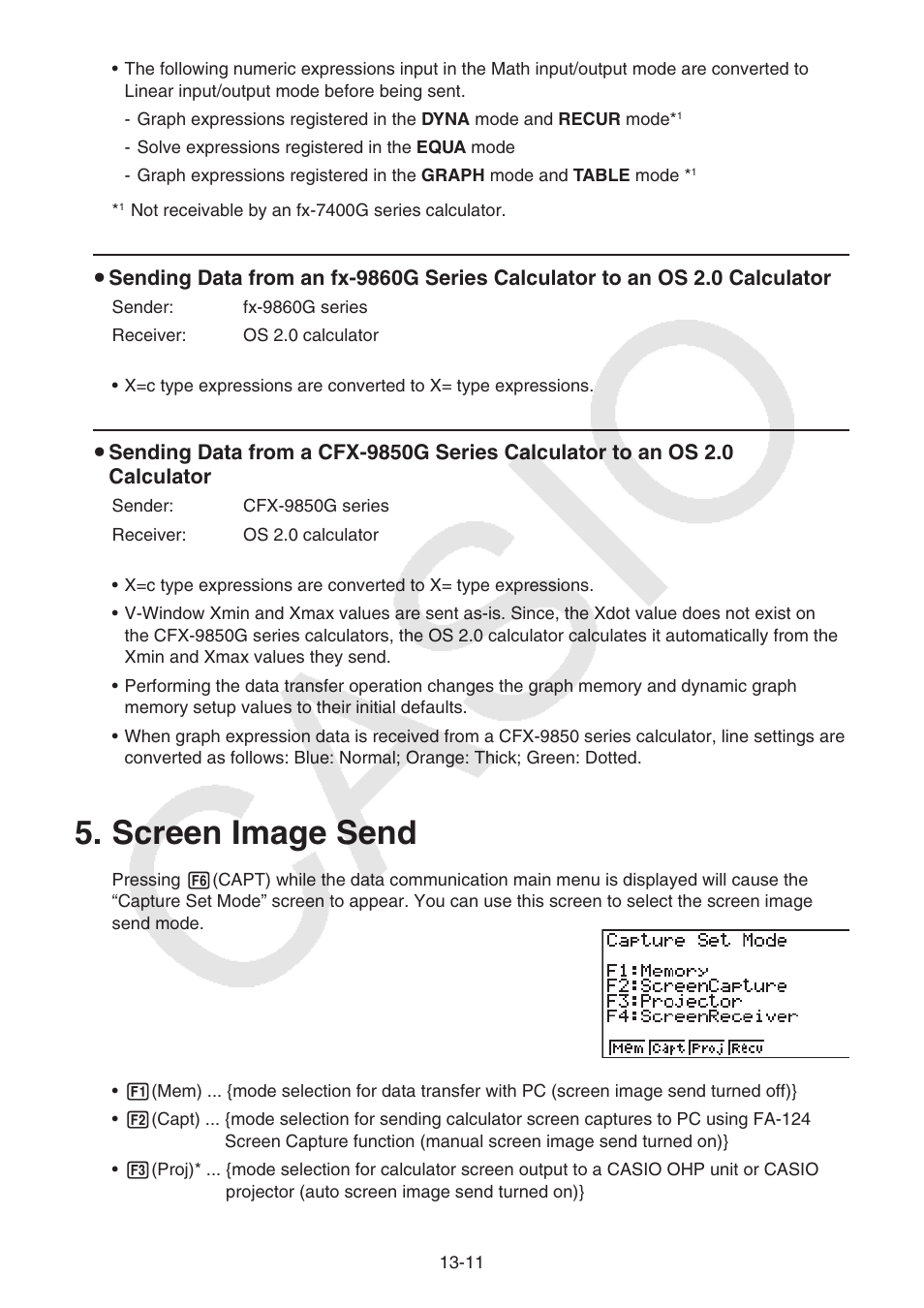 Screen image send, Screen image send -11 | Casio FX-9750GII User Manual | Page 314 / 402