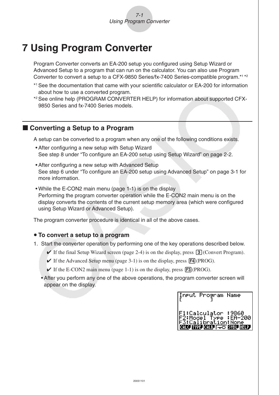 7 using program converter, K converting a setup to a program | Casio FX-9750GII User Manual | Page 365 / 402
