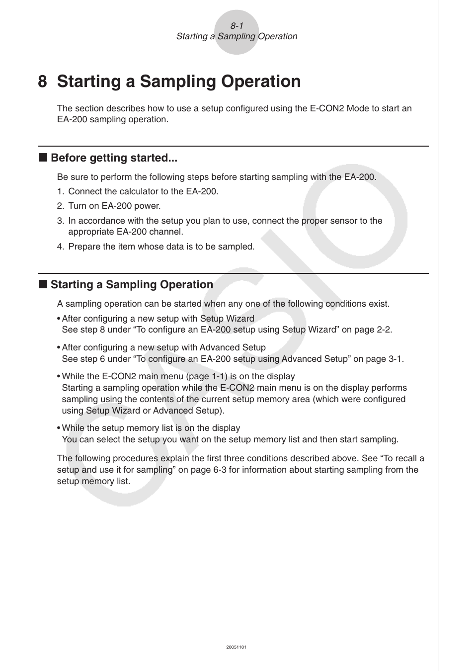 8 starting a sampling operation | Casio FX-9750GII User Manual | Page 370 / 402