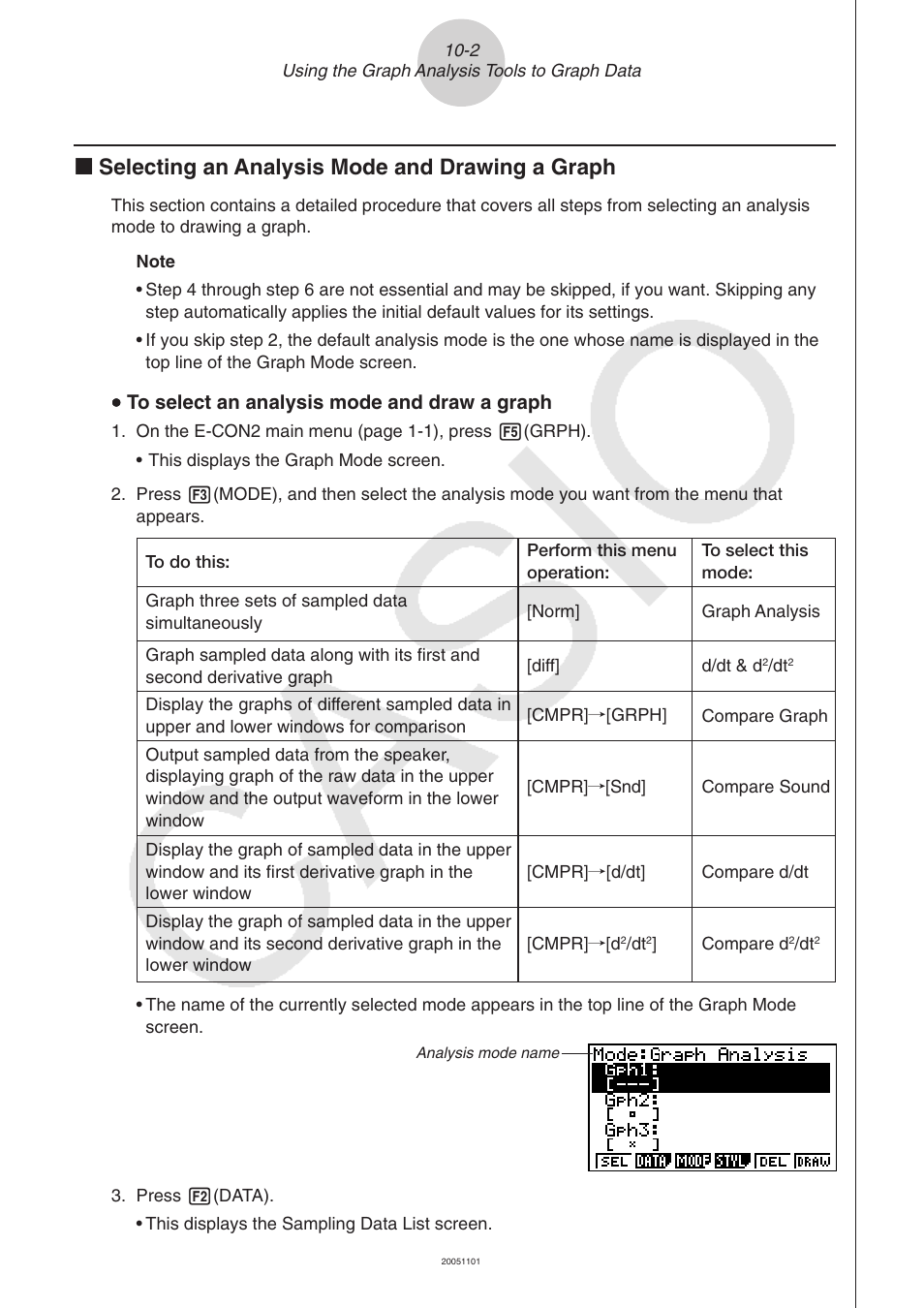 K selecting an analysis mode and drawing a graph | Casio FX-9750GII User Manual | Page 377 / 402