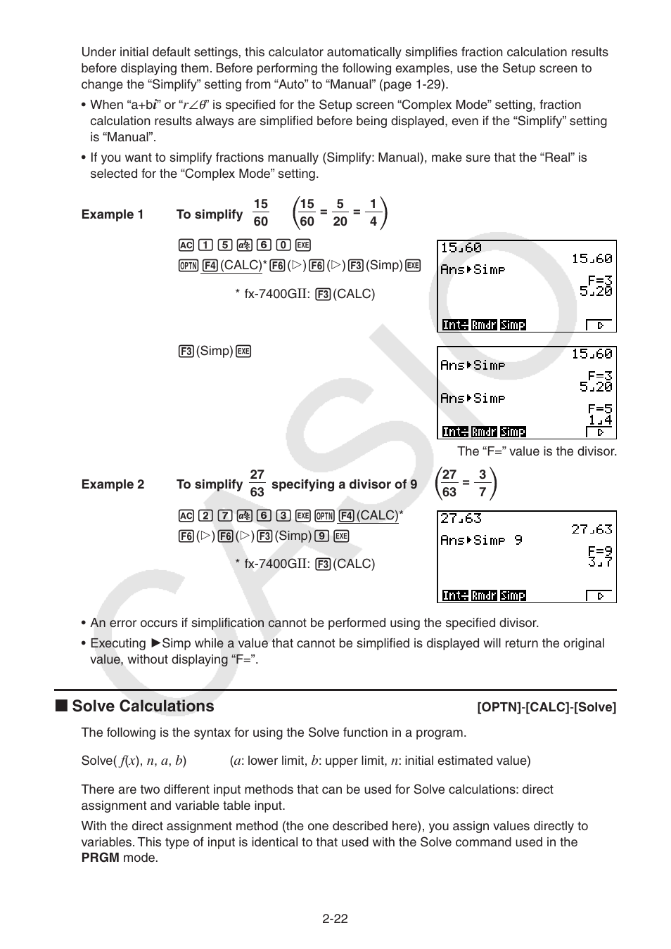 I solve calculations | Casio FX-9750GII User Manual | Page 60 / 402