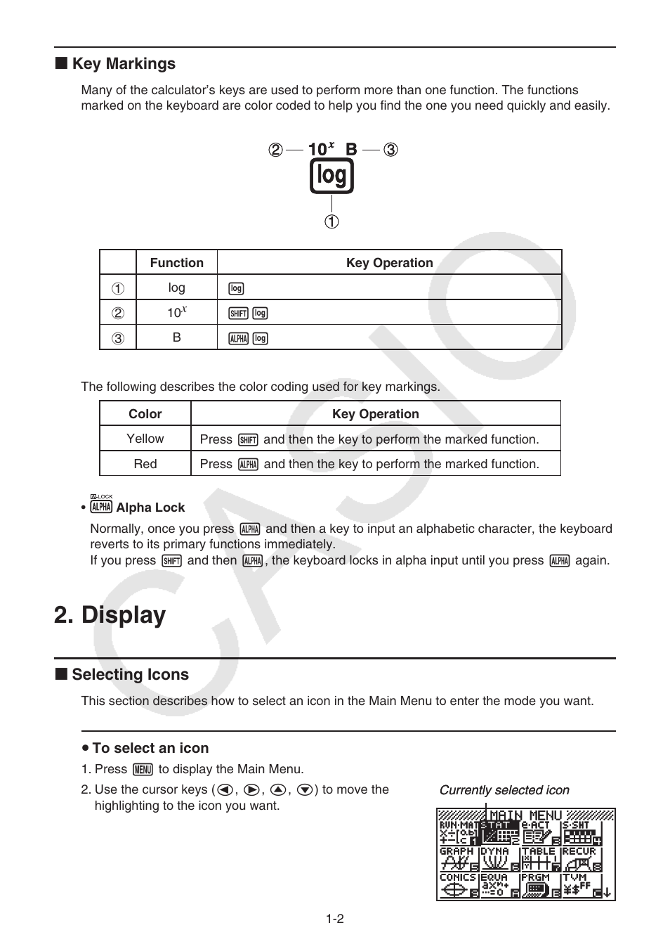 Display, Display -2 | Casio FX-9750GII User Manual | Page 9 / 402