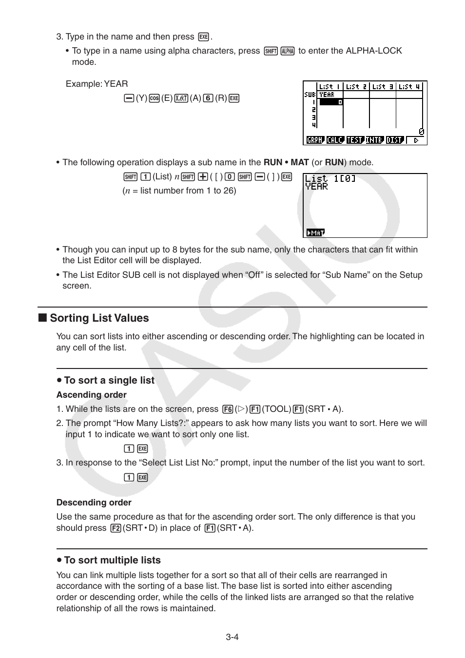 I sorting list values | Casio FX-9750GII User Manual | Page 93 / 402
