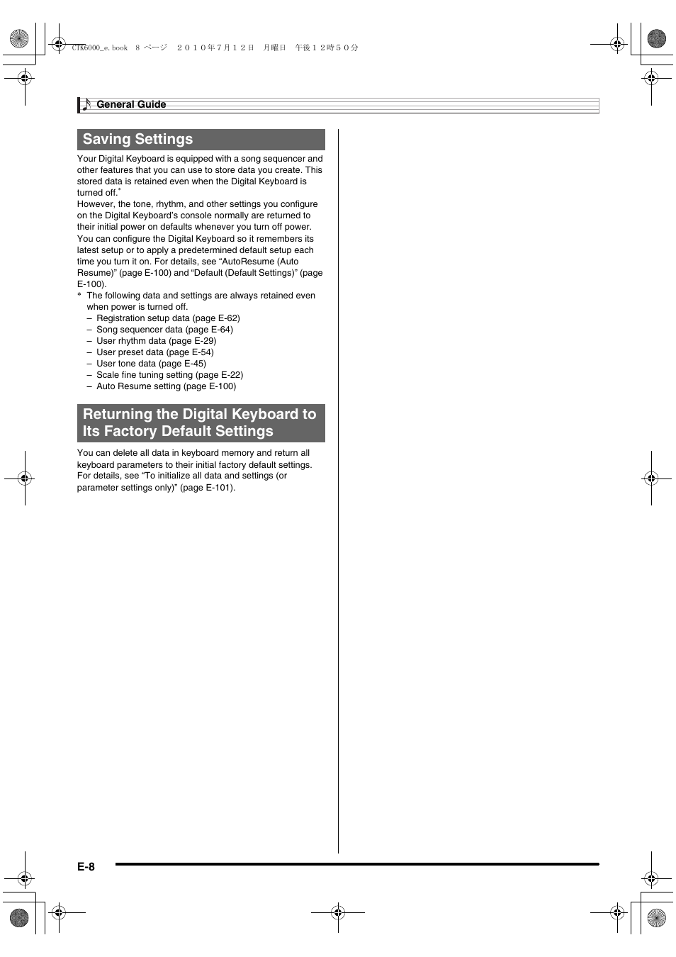 Casio WK6500E1A User Manual | Page 10 / 132