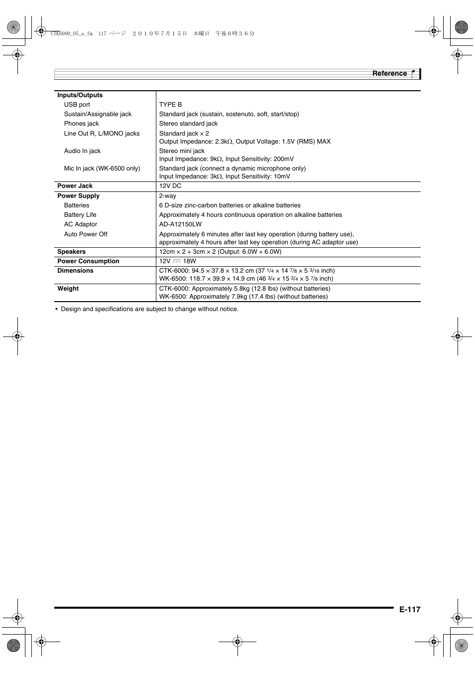 E-117 | Casio WK6500E1A User Manual | Page 119 / 132