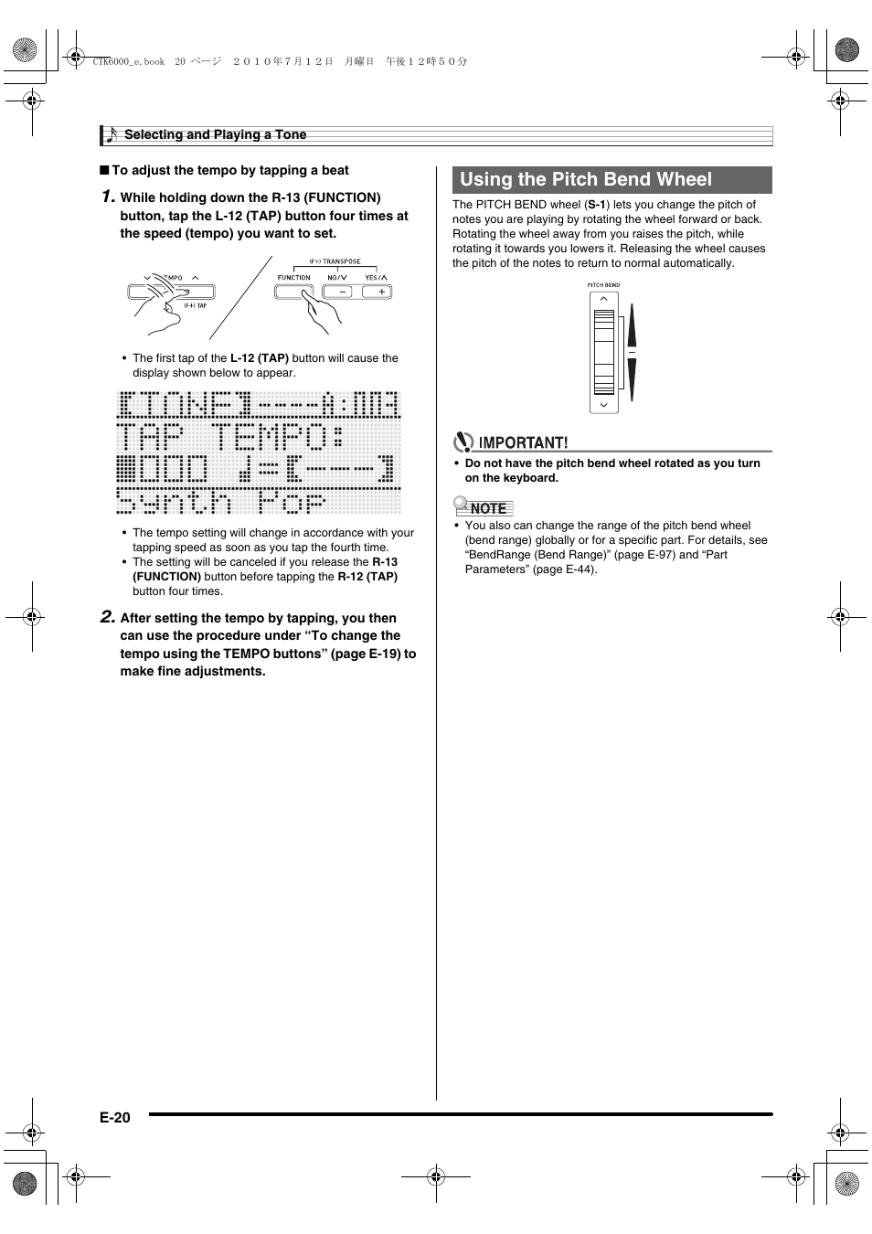 Using the pitch bend wheel | Casio WK6500E1A User Manual | Page 22 / 132
