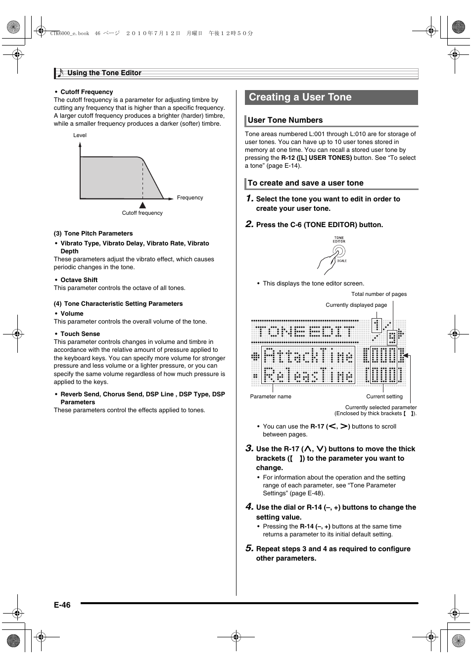 Creating a user tone | Casio WK6500E1A User Manual | Page 48 / 132