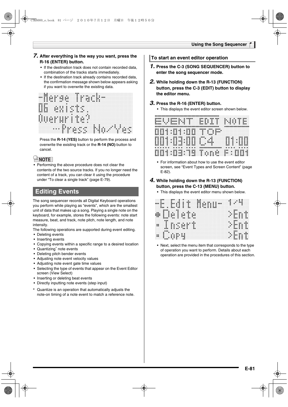 Editing events | Casio WK6500E1A User Manual | Page 83 / 132