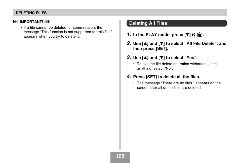 Deleting all files | Casio QV-R61 User Manual | Page 125 / 210