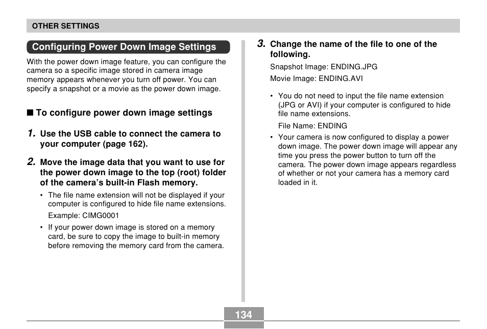 Configuring power down image settings | Casio QV-R61 User Manual | Page 134 / 210