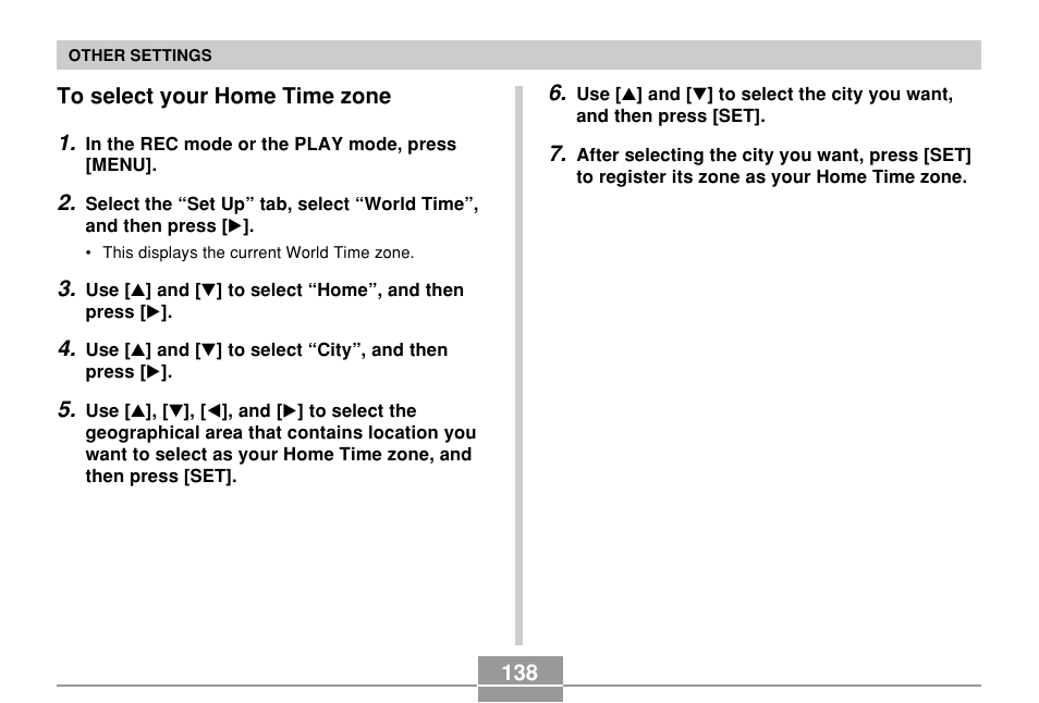 To select your home time zone | Casio QV-R61 User Manual | Page 138 / 210