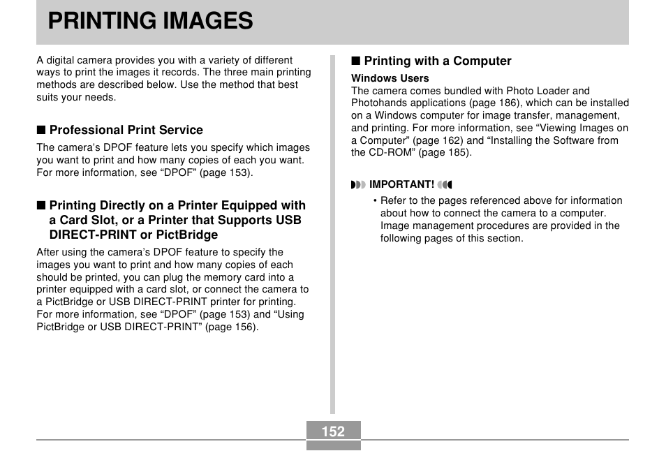 Printing images | Casio QV-R61 User Manual | Page 152 / 210