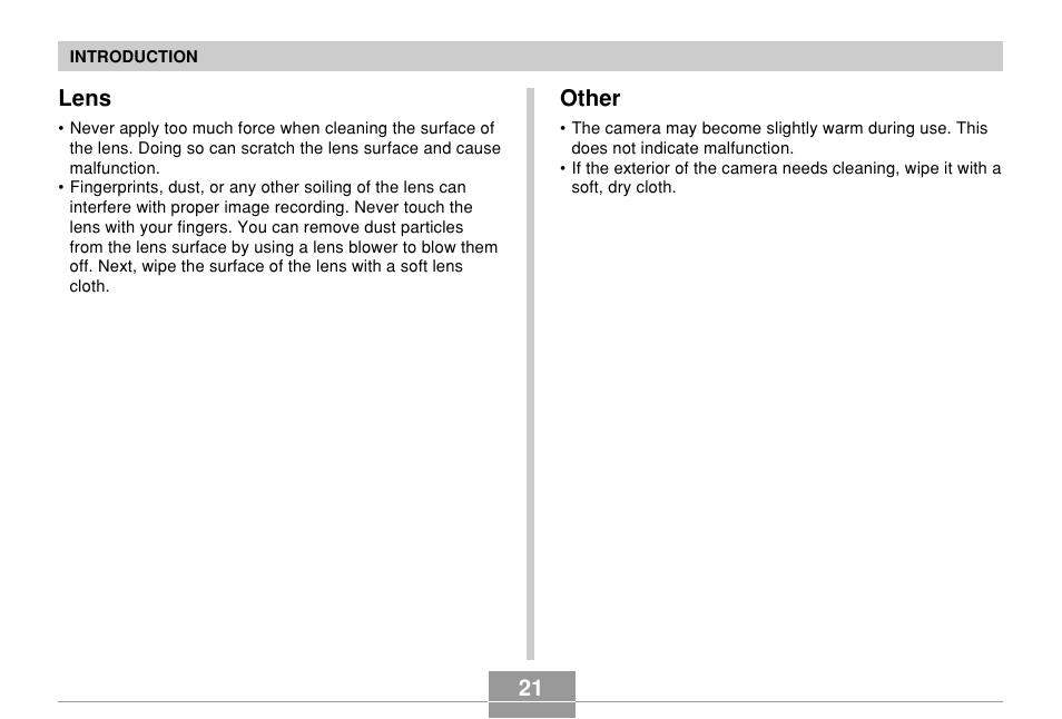 Lens, Other, 21 lens | Casio QV-R61 User Manual | Page 21 / 210