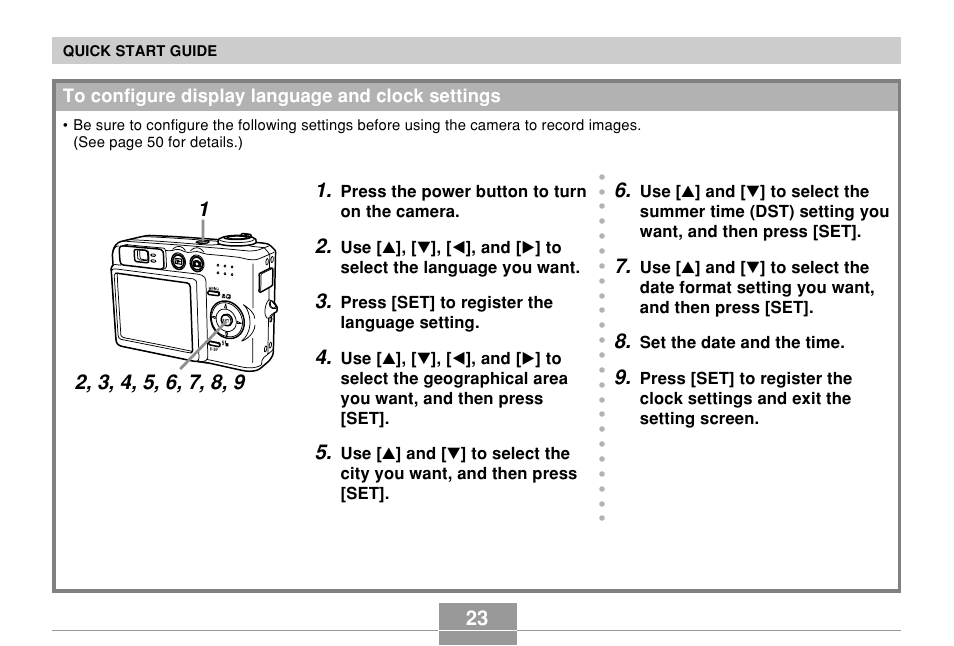 To configure display language and clock settings | Casio QV-R61 User Manual | Page 23 / 210