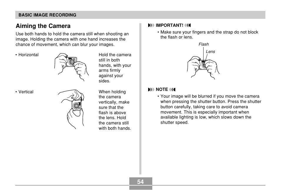 Aiming the camera | Casio QV-R61 User Manual | Page 54 / 210