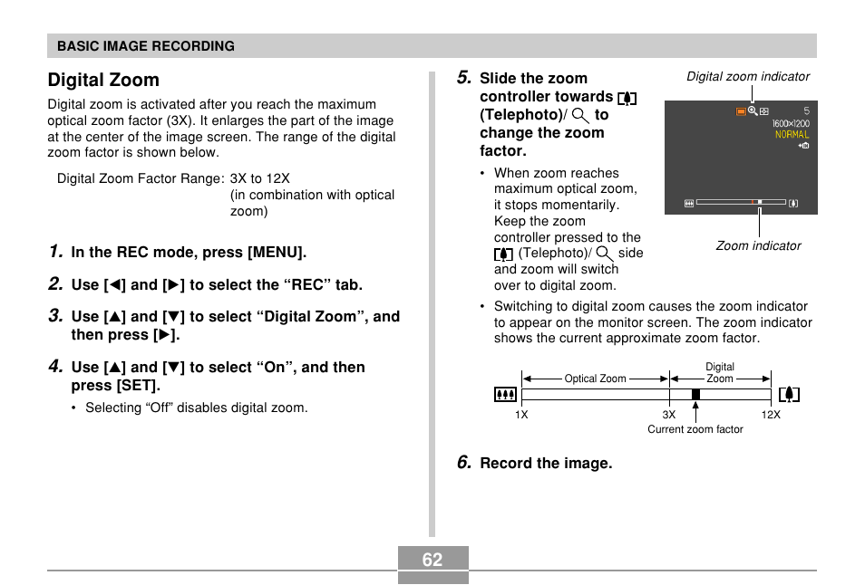 Digital zoom | Casio QV-R61 User Manual | Page 62 / 210