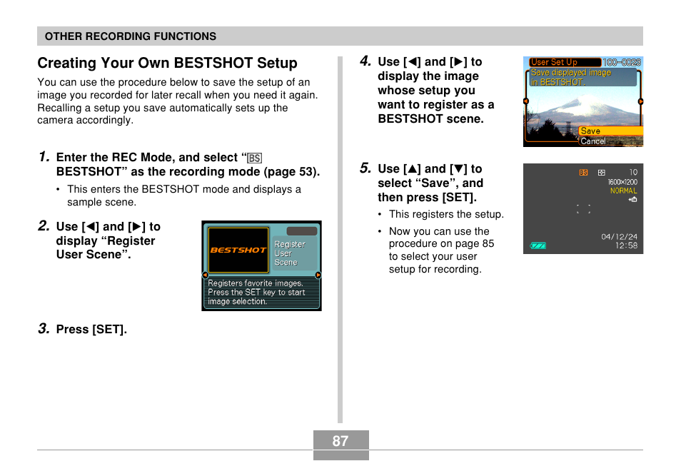 Creating your own bestshot setup | Casio QV-R61 User Manual | Page 87 / 210