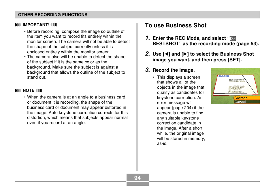To use business shot | Casio QV-R61 User Manual | Page 94 / 210