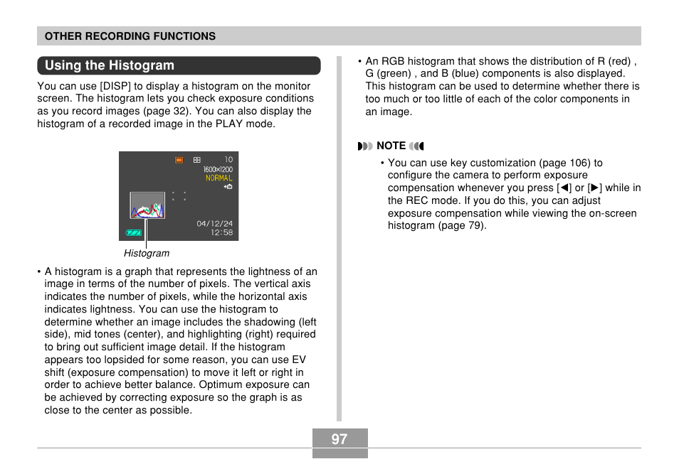 Using the histogram | Casio QV-R61 User Manual | Page 97 / 210