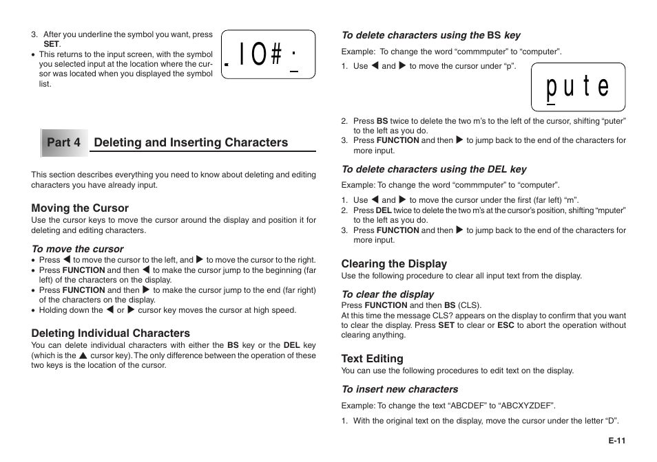 Io# pute | Casio KL-100 User Manual | Page 12 / 24