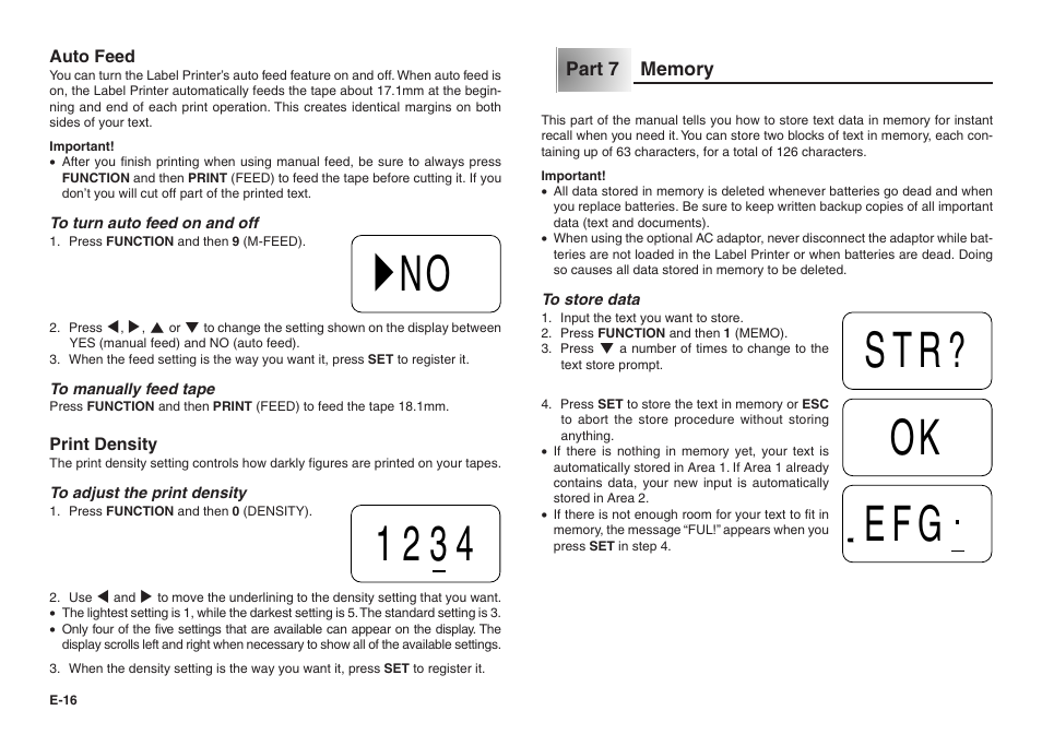 No 1234 str? ok efg | Casio KL-100 User Manual | Page 17 / 24