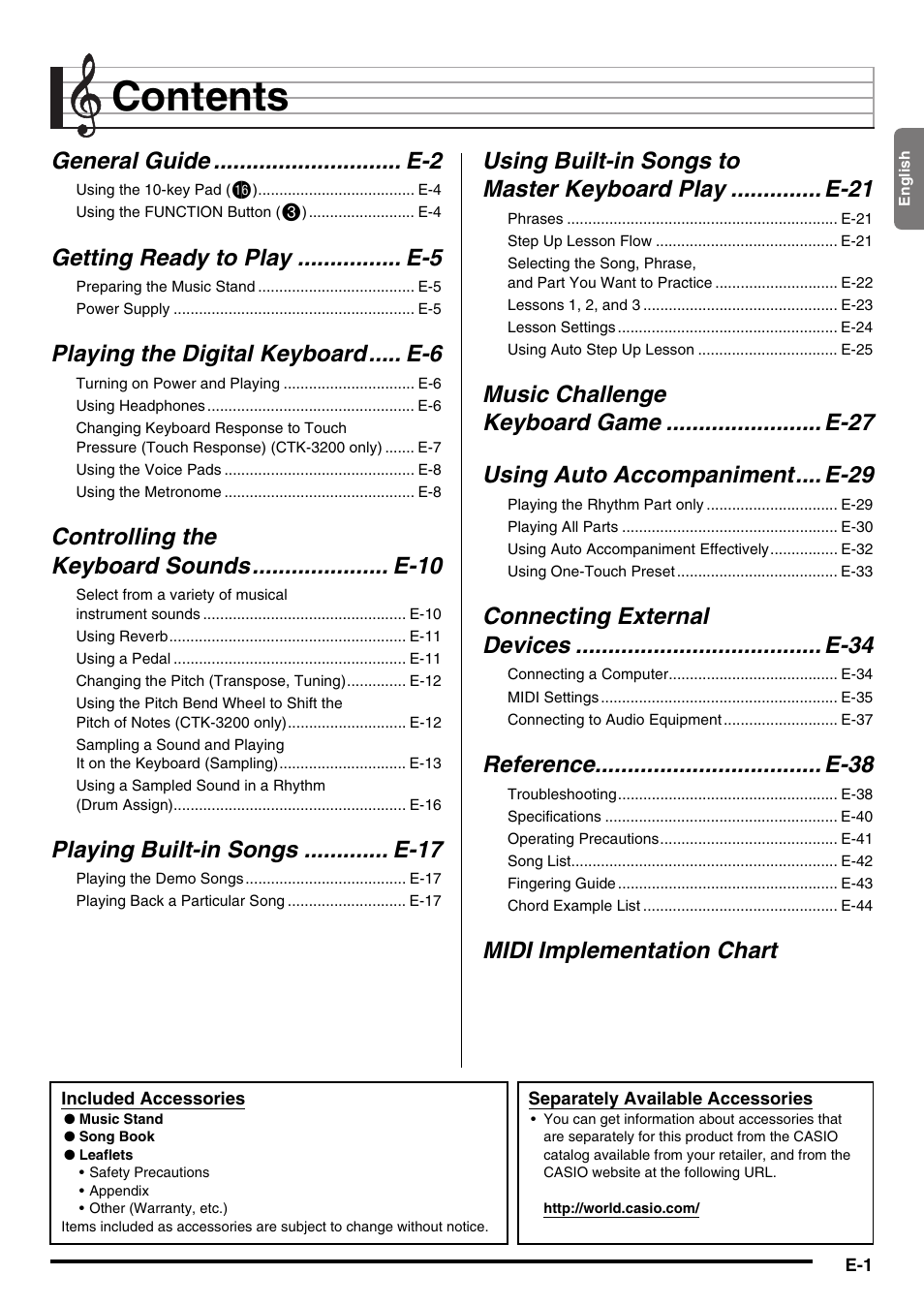 Casio CTK-3200  EN User Manual | Page 3 / 49