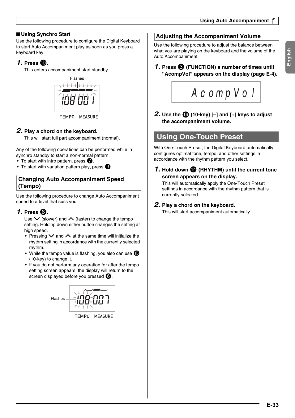 Using one-touch preset | Casio CTK-3200  EN User Manual | Page 35 / 49