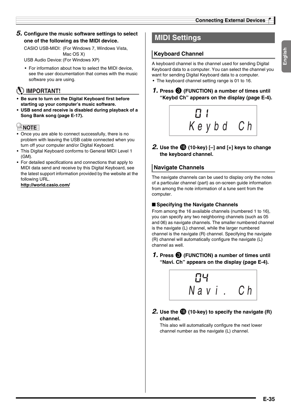Midi settings | Casio CTK-3200  EN User Manual | Page 37 / 49