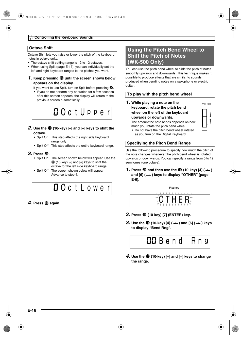 O c t u | Casio wk 200 User Manual | Page 18 / 80