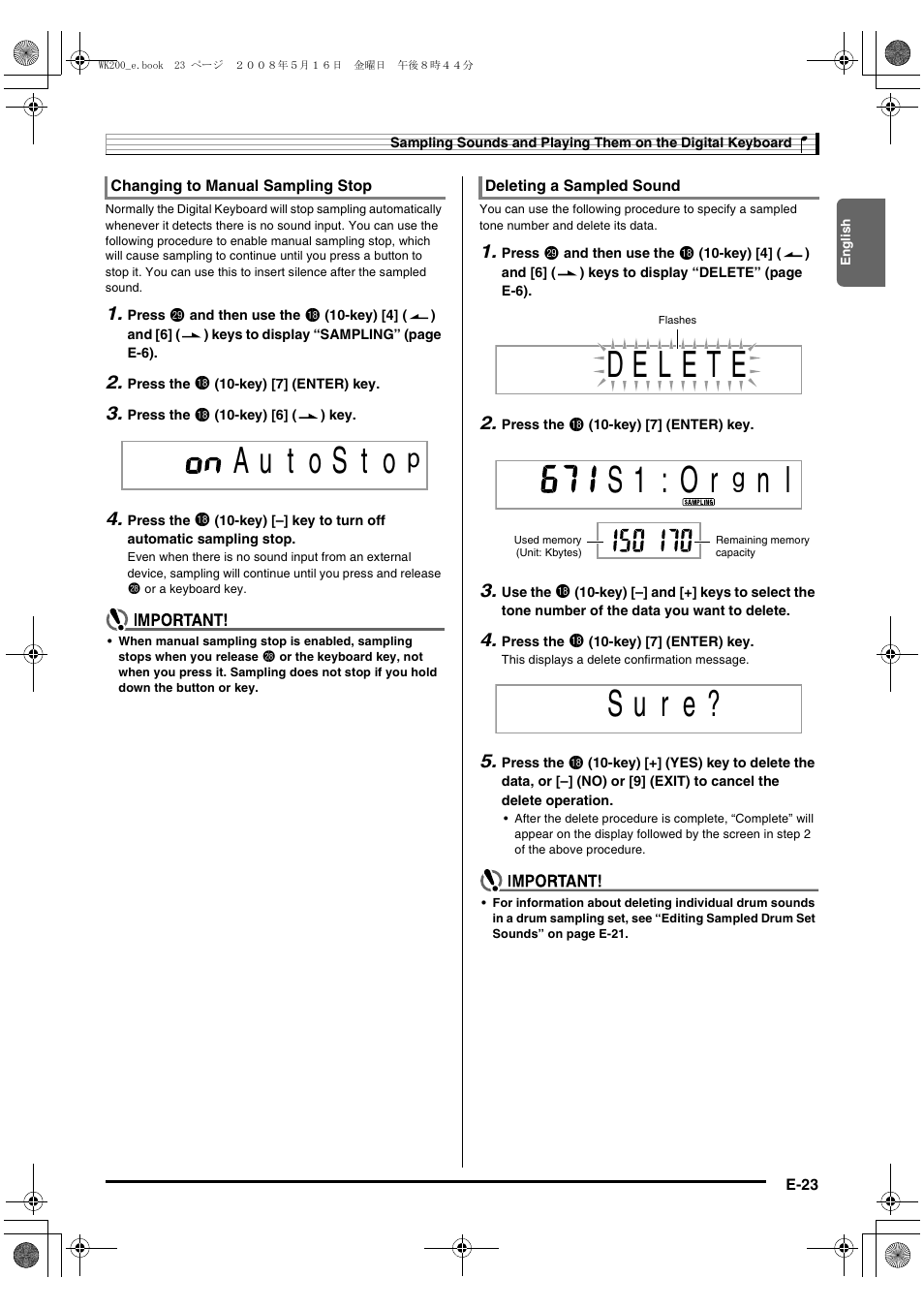 S 1 : o r, S u r e | Casio wk 200 User Manual | Page 25 / 80