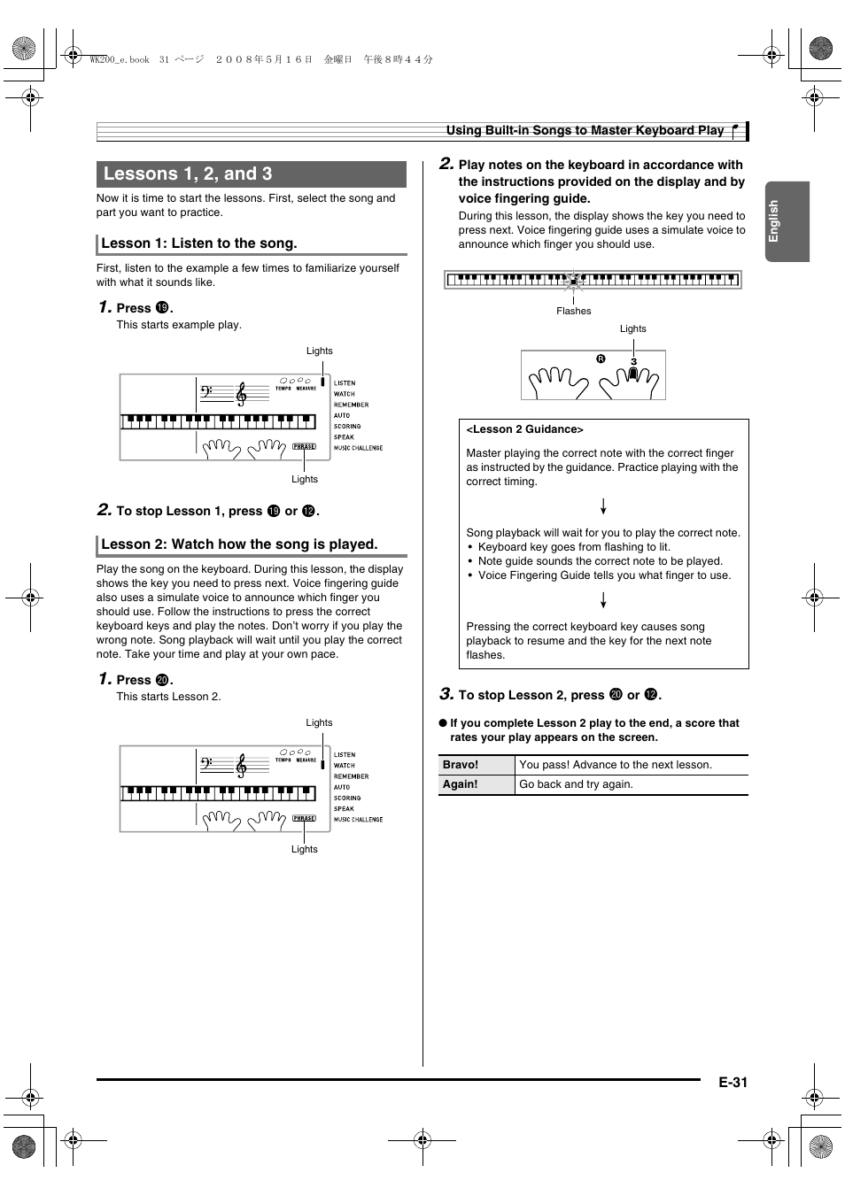 Lessons 1, 2, and 3 | Casio wk 200 User Manual | Page 33 / 80
