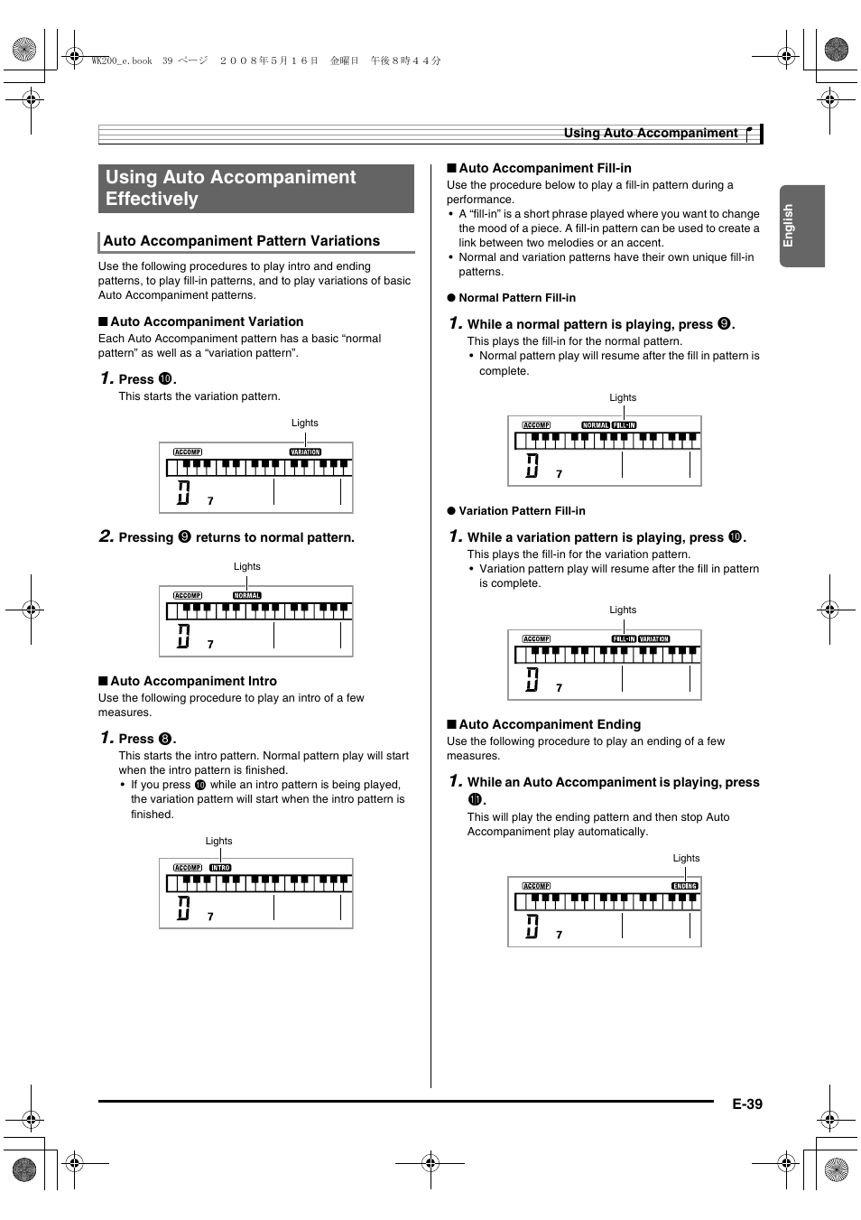 Using auto accompaniment effectively | Casio wk 200 User Manual | Page 41 / 80