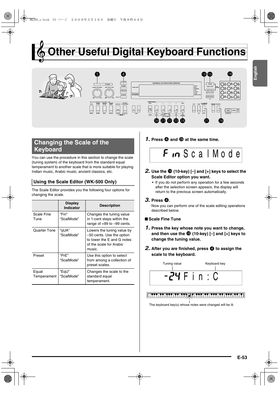 Other useful digital keyboard functions | Casio wk 200 User Manual | Page 55 / 80