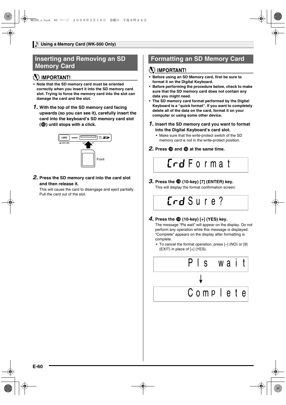 L e t e | Casio wk 200 User Manual | Page 62 / 80