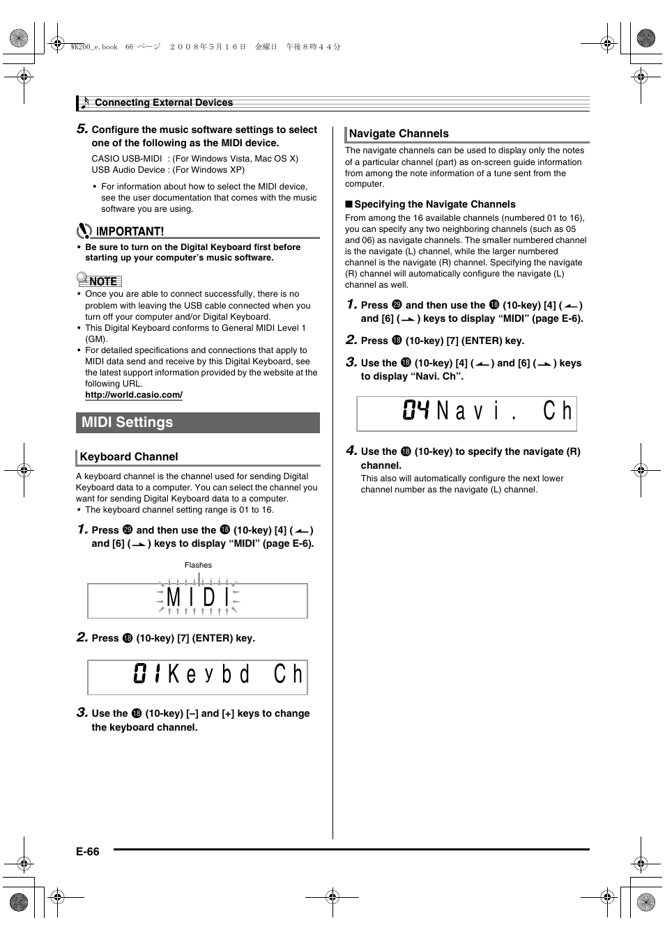 M i d i, B d c h | Casio wk 200 User Manual | Page 68 / 80