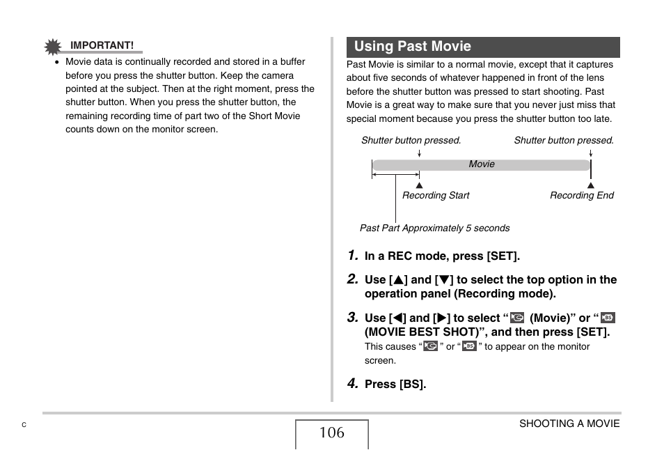 Using past movie | Casio EXILIM EX-Z1200 User Manual | Page 106 / 289
