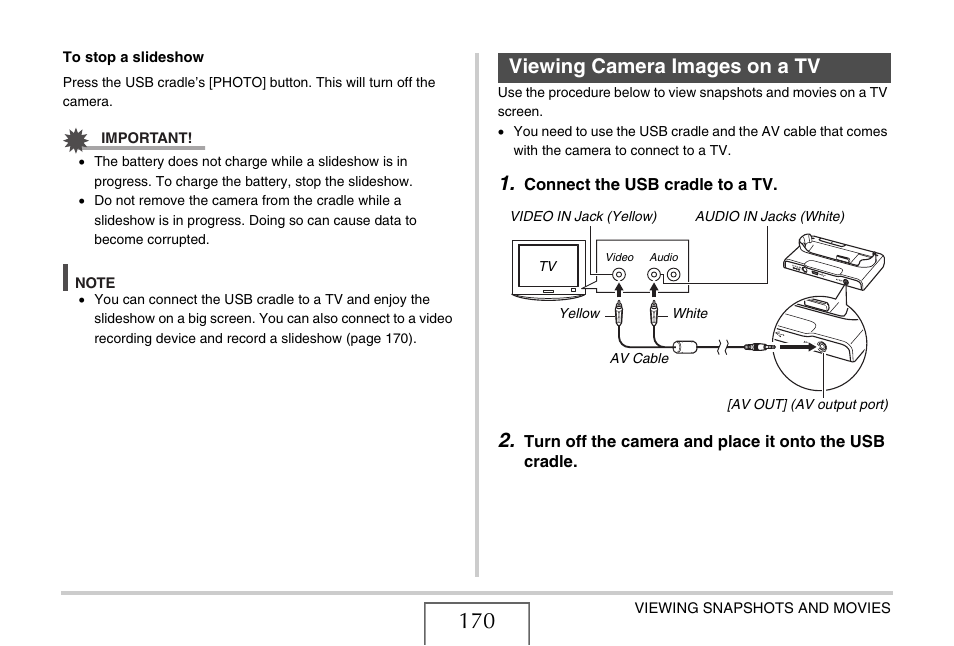 Viewing camera images on a tv | Casio EXILIM EX-Z1200 User Manual | Page 170 / 289