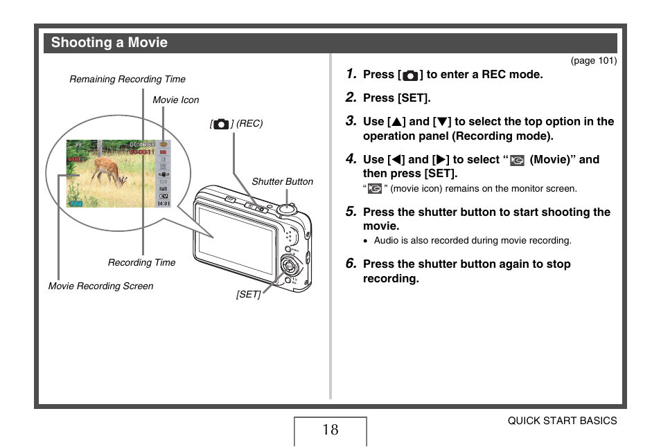 Shooting a movie | Casio EXILIM EX-Z1200 User Manual | Page 18 / 289
