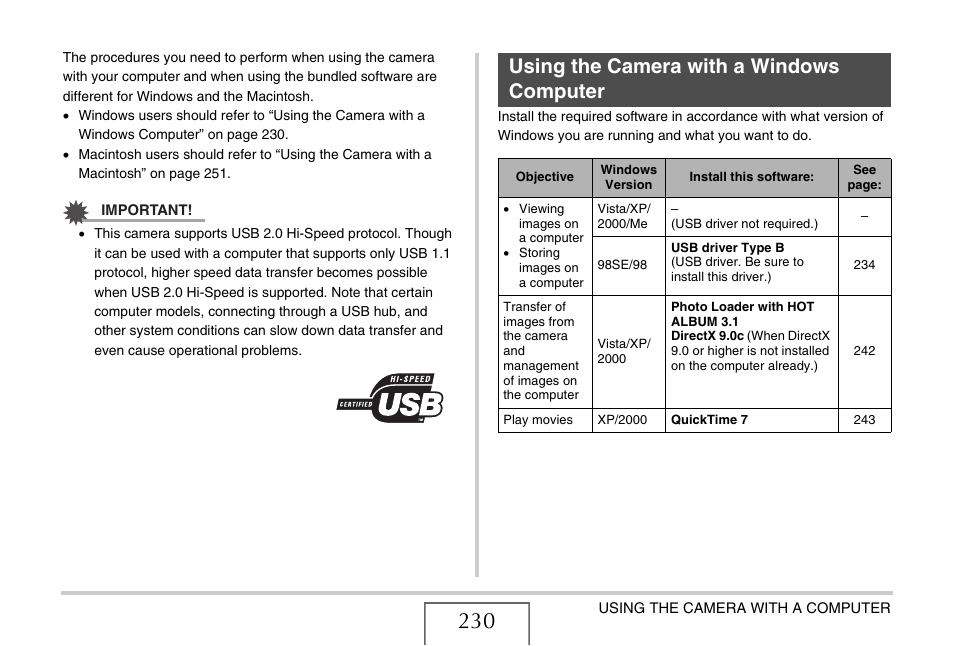 Using the camera with a windows computer | Casio EXILIM EX-Z1200 User Manual | Page 230 / 289