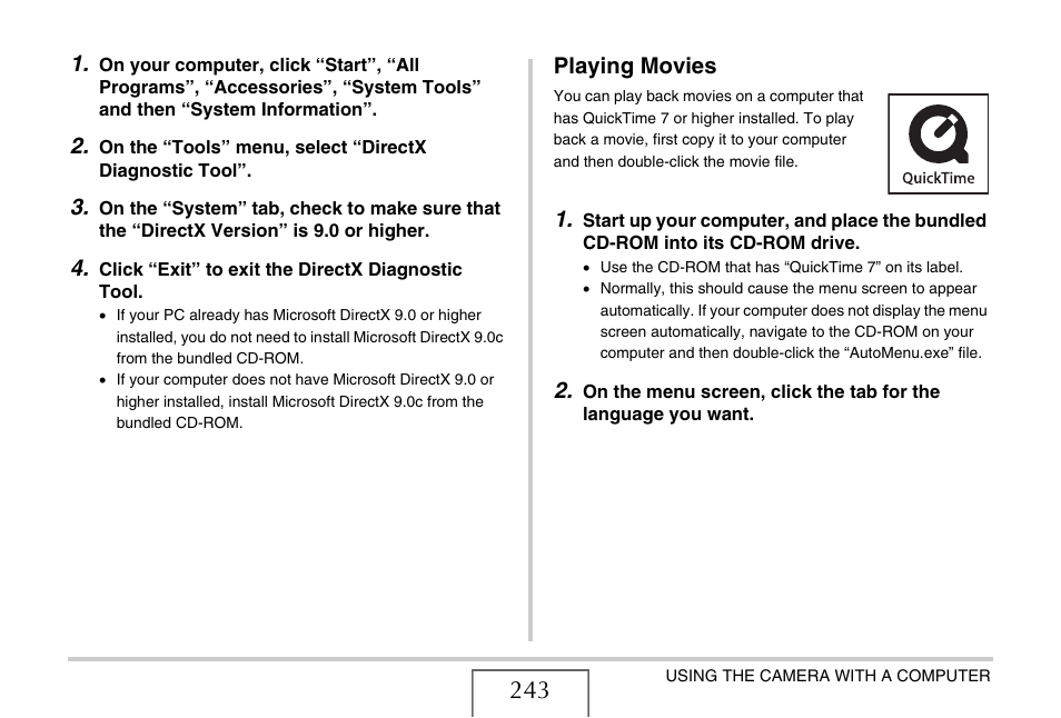 Playing movies | Casio EXILIM EX-Z1200 User Manual | Page 243 / 289