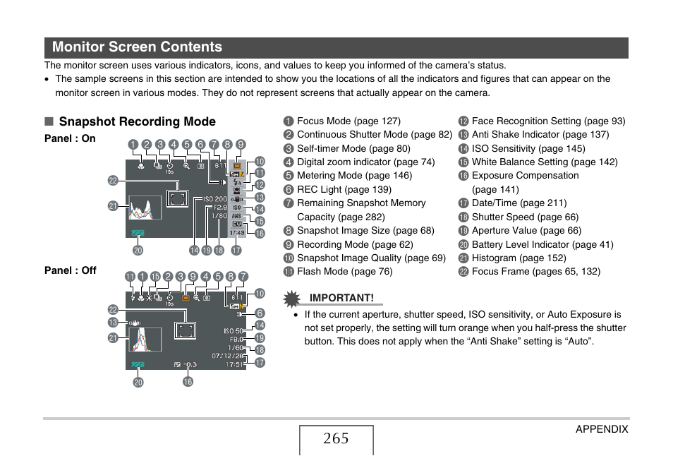 Monitor screen contents | Casio EXILIM EX-Z1200 User Manual | Page 265 / 289